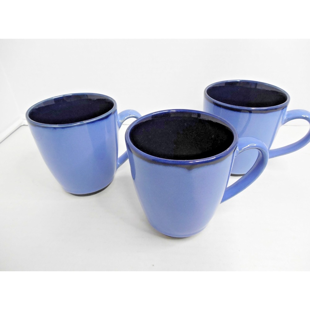 Sango #4934 Nova Blue Coffee Cup Mug Stoneware 12 oz Lot of 3